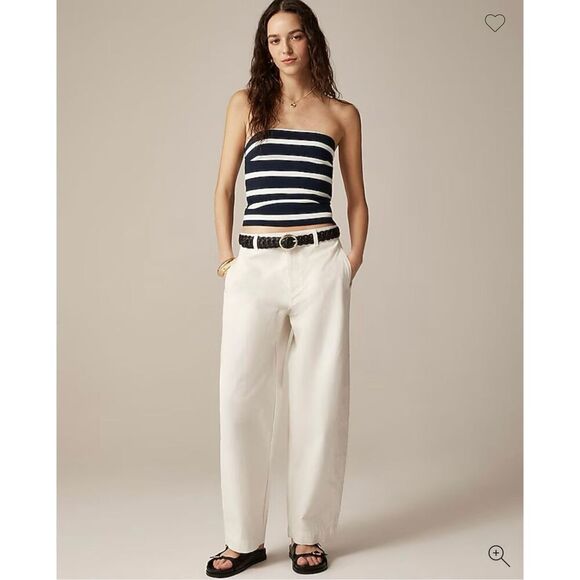 J. Crew Mariner jersey tube top Kate Full Stripe Navy Blue White Size XXL NWT - Picture 2 of 6